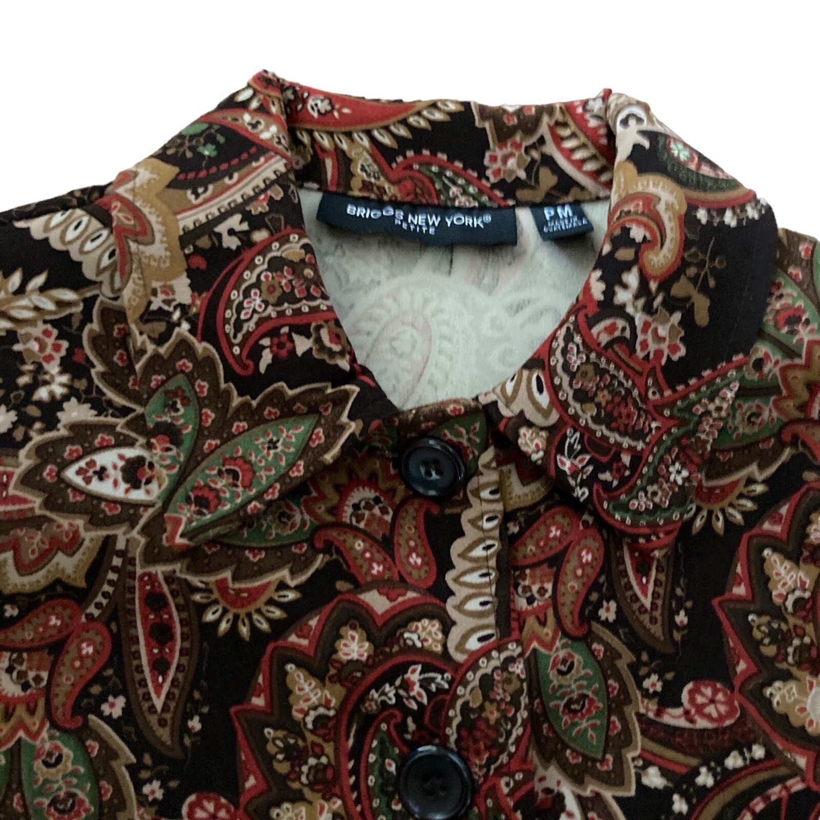 Vintage BRIGGS New York Cropped Button Up Jacket Sz PM Shoulder Pads Grannycore