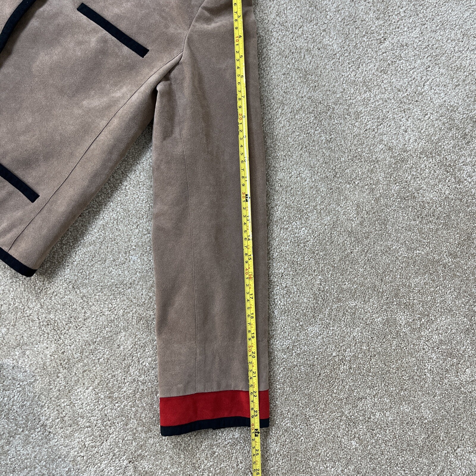 Rare Vintage Mollie Parnis Ultra Suede Blue Light Brown/ Red Jacket Size 8