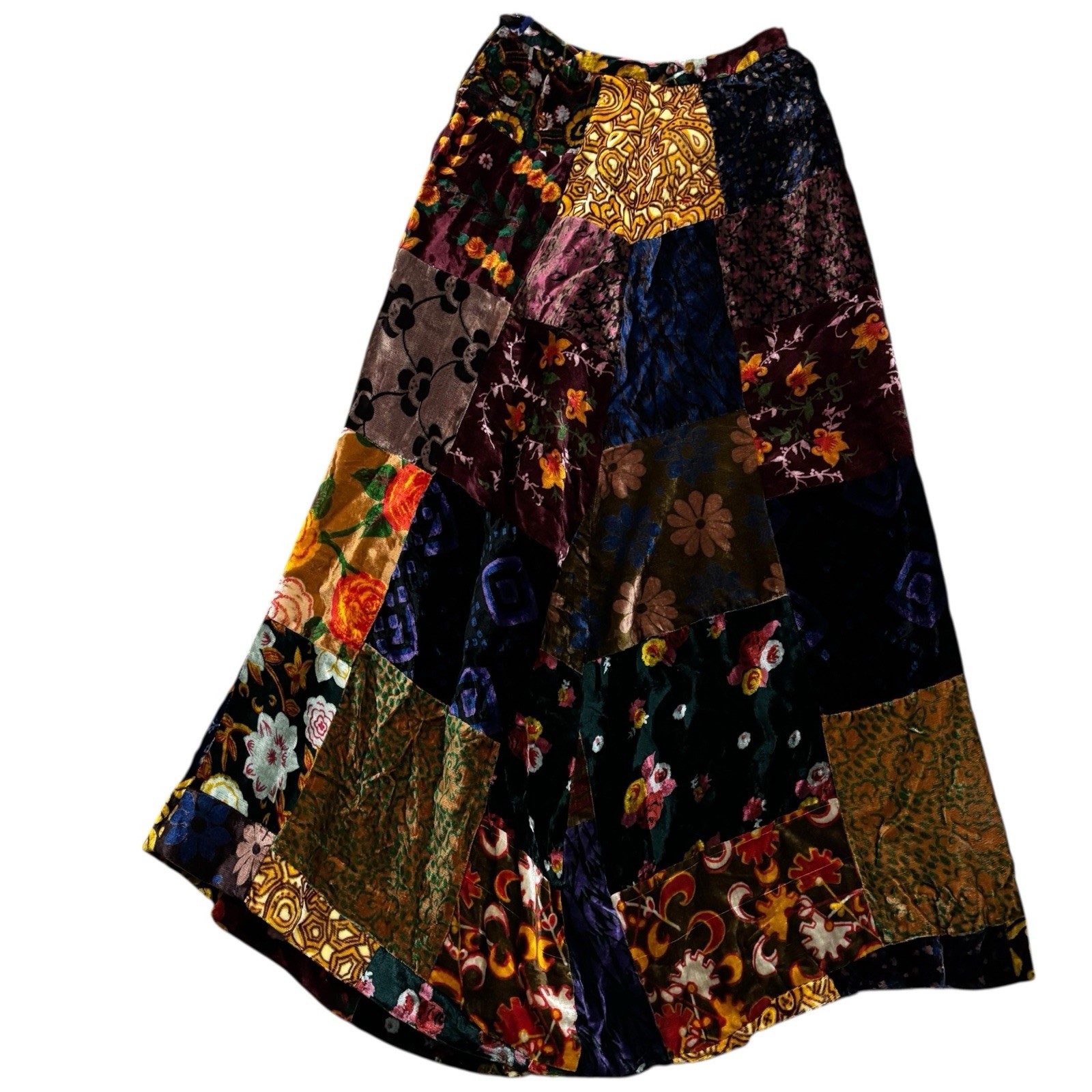 John Meyer of Norwich RARE Vintage 70’s Velvet Patchwork maxi skirt size 12