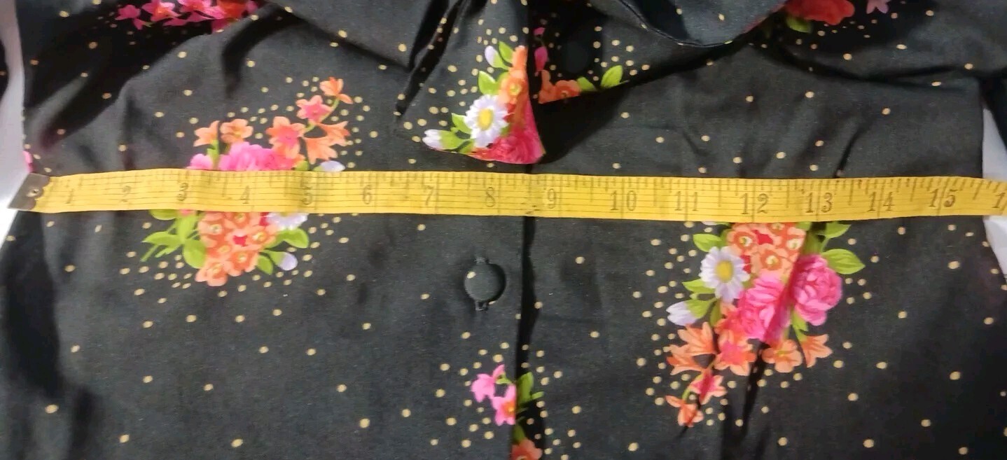 Vintage Karl Logan Long Sleeve Shirt My Cup Of Tea Black & Floral Size 9
