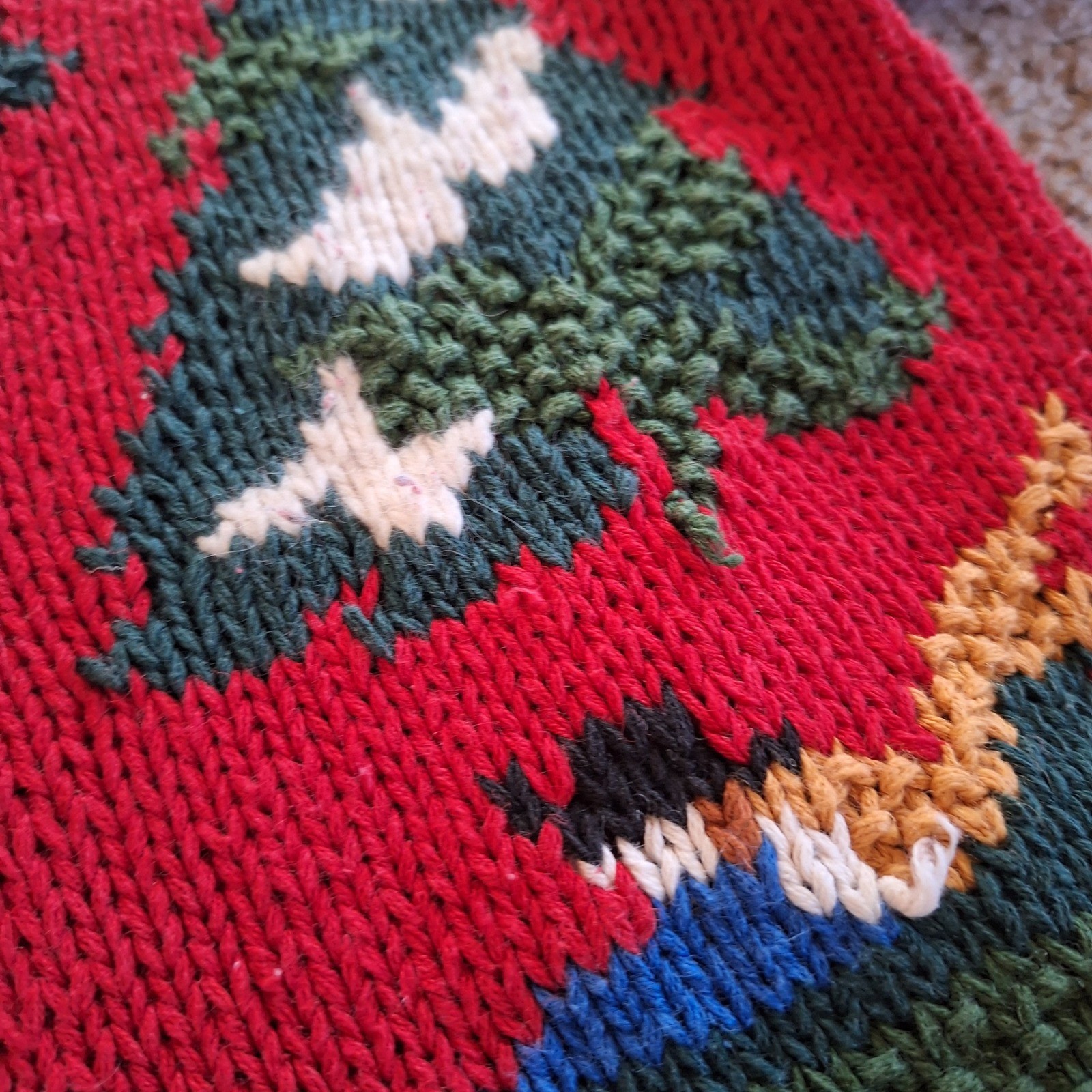 Cullinane Vintage Hand Knit Christmas Cardigan Shawl Collar 3D Whipstitch L