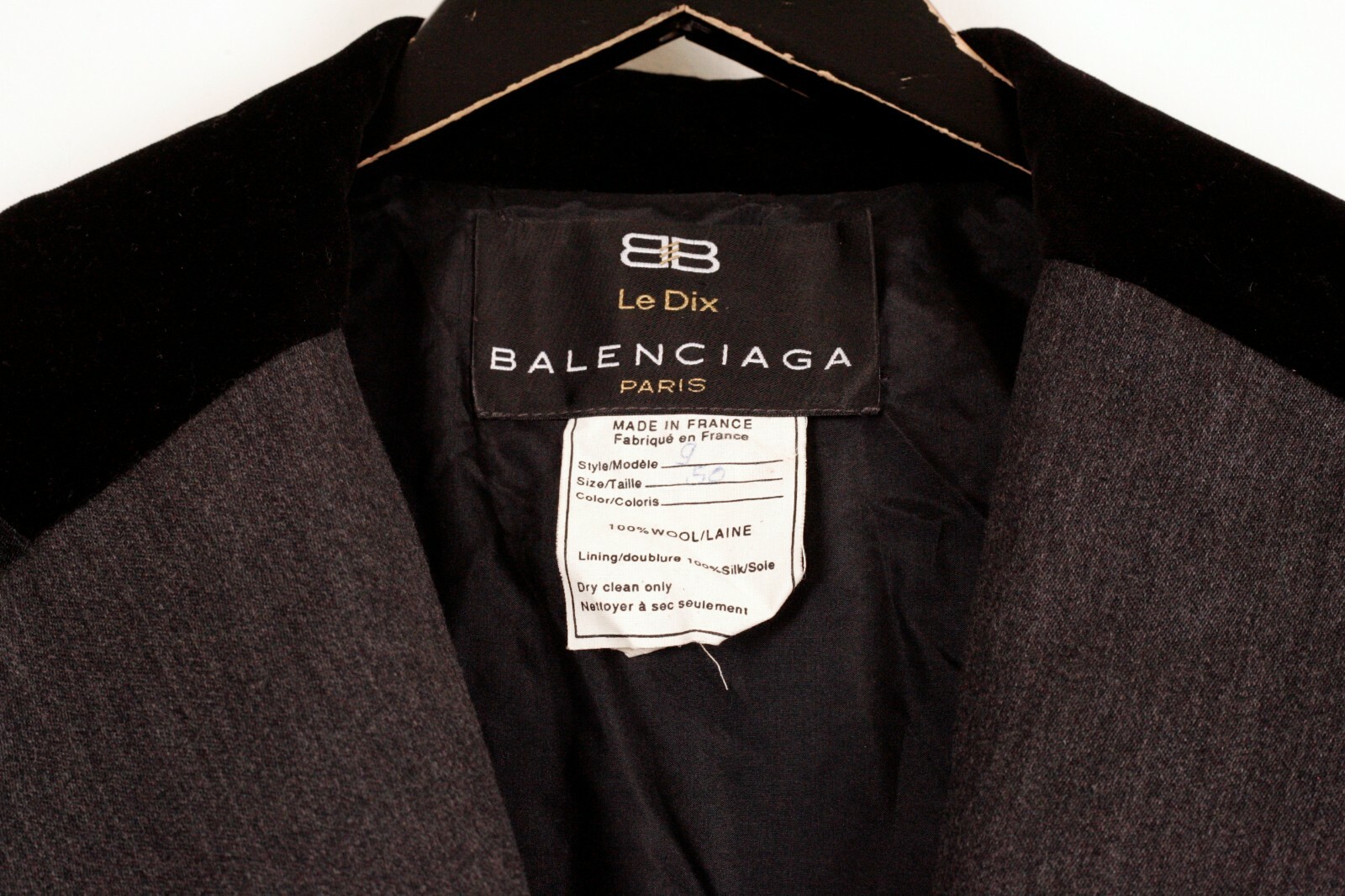 Balenciaga Dark Gray Opera Style Wool France Coat 50 Le Dix Paris Vintage