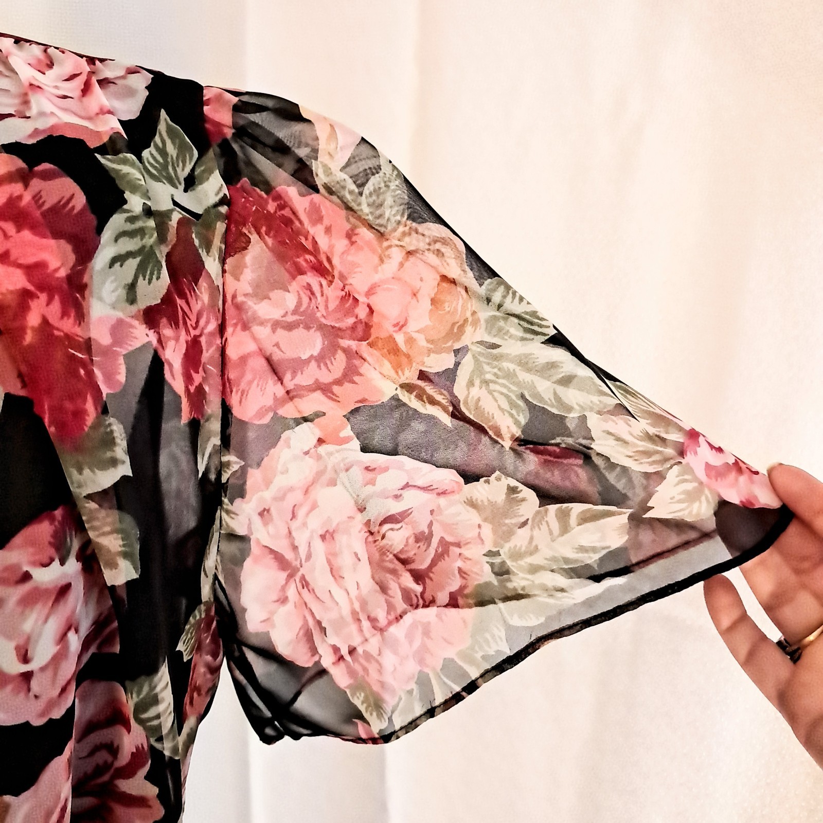 Vintage 80s Phoebe Floral Coquette Midi Dress 40s Inspired Silhouette Sz 14
