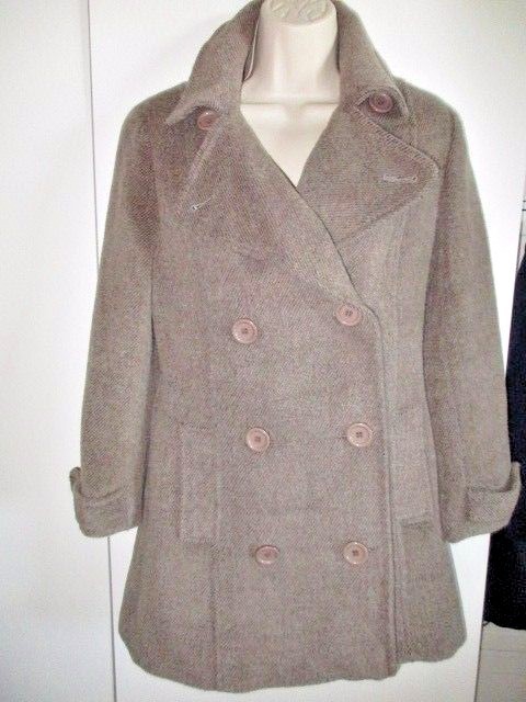 ALPACA SUPERFINE BROWN BUTTON UP COAT Condor Tips Women’s Small Medium Maglia