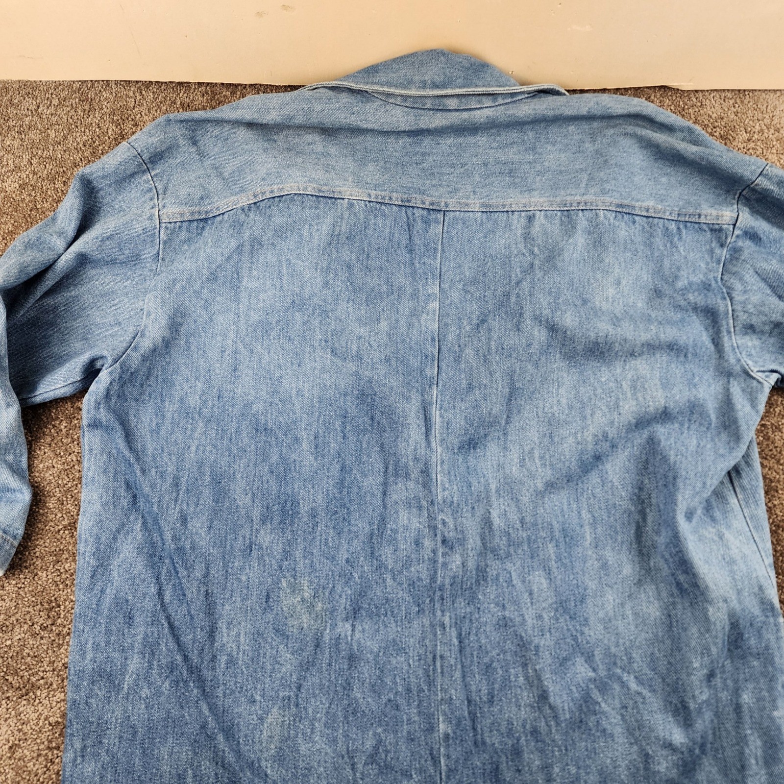 Stuffed Shirt Denim Duster Jacket Womens Large Blue Good Vintage 100% Cotton USA