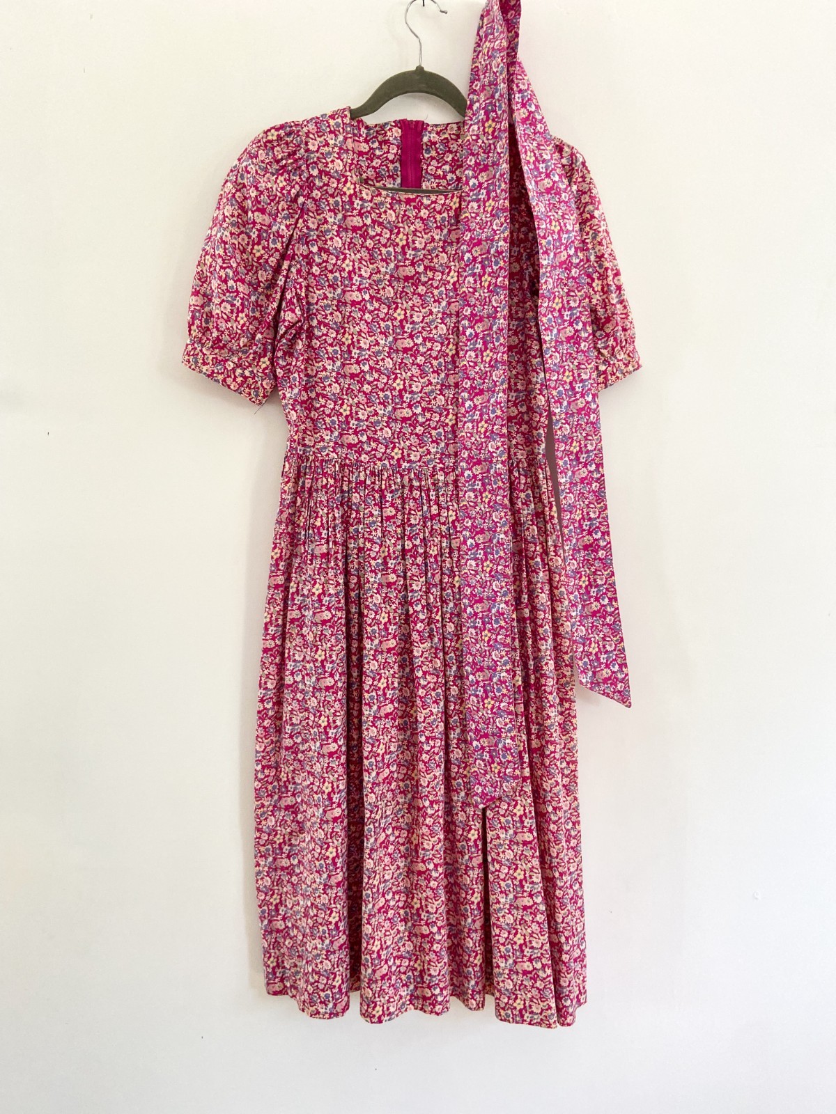 1980s Vintage Laura Ashley Pink Cotton Floral Cottage Dress US8/UK10/EUR36
