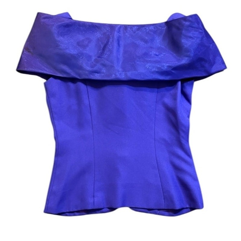VTG Michael Marcella Skirt Suit Women 4 Purple 2pc Bow Rhinestone 80s Prom Glam