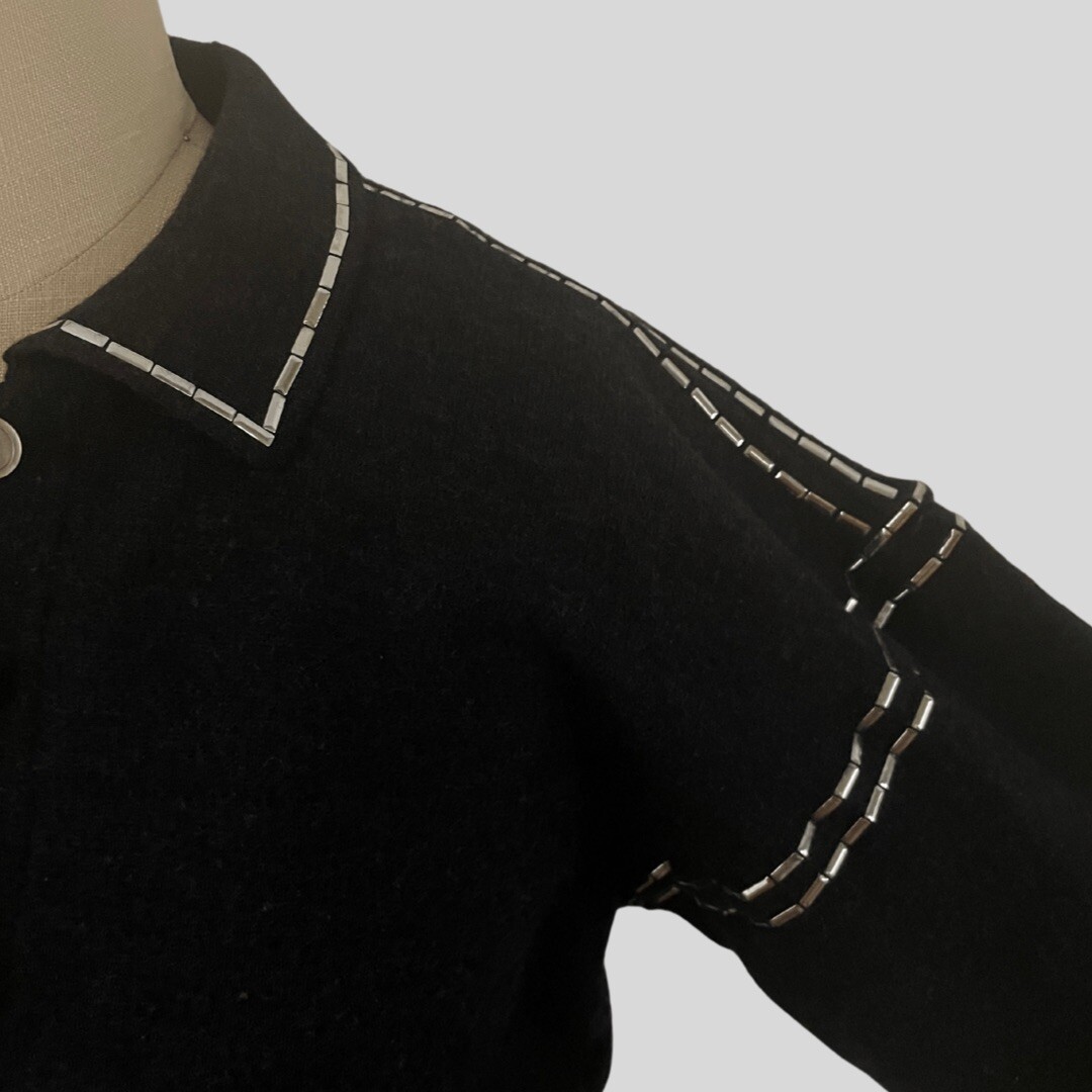Vintage 80s Angelo Tarlazzi Knit Sweater Skirt Set Navy Blue