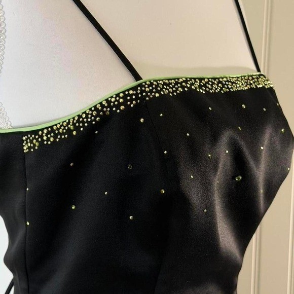Vintage JUMP Apparel black satin slip dress