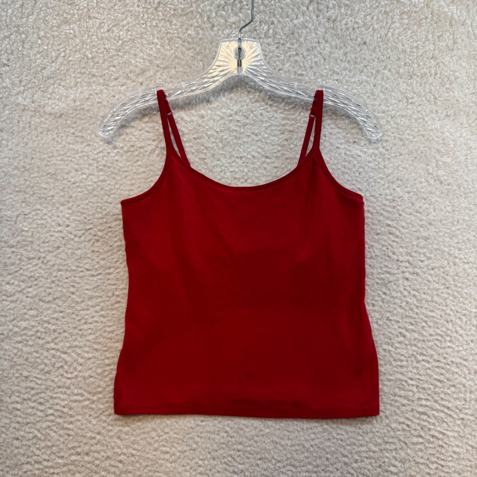 Vintage Camisole Tank Top Medium Red Shelf Bra Built-in-Bra Basic Minimalist