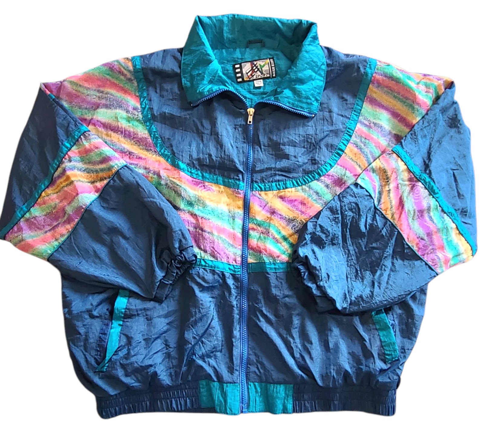 Vintage River Edge Jacket Large RE Sport 80s 90s Windbreaker Colorblock 1X 14/16