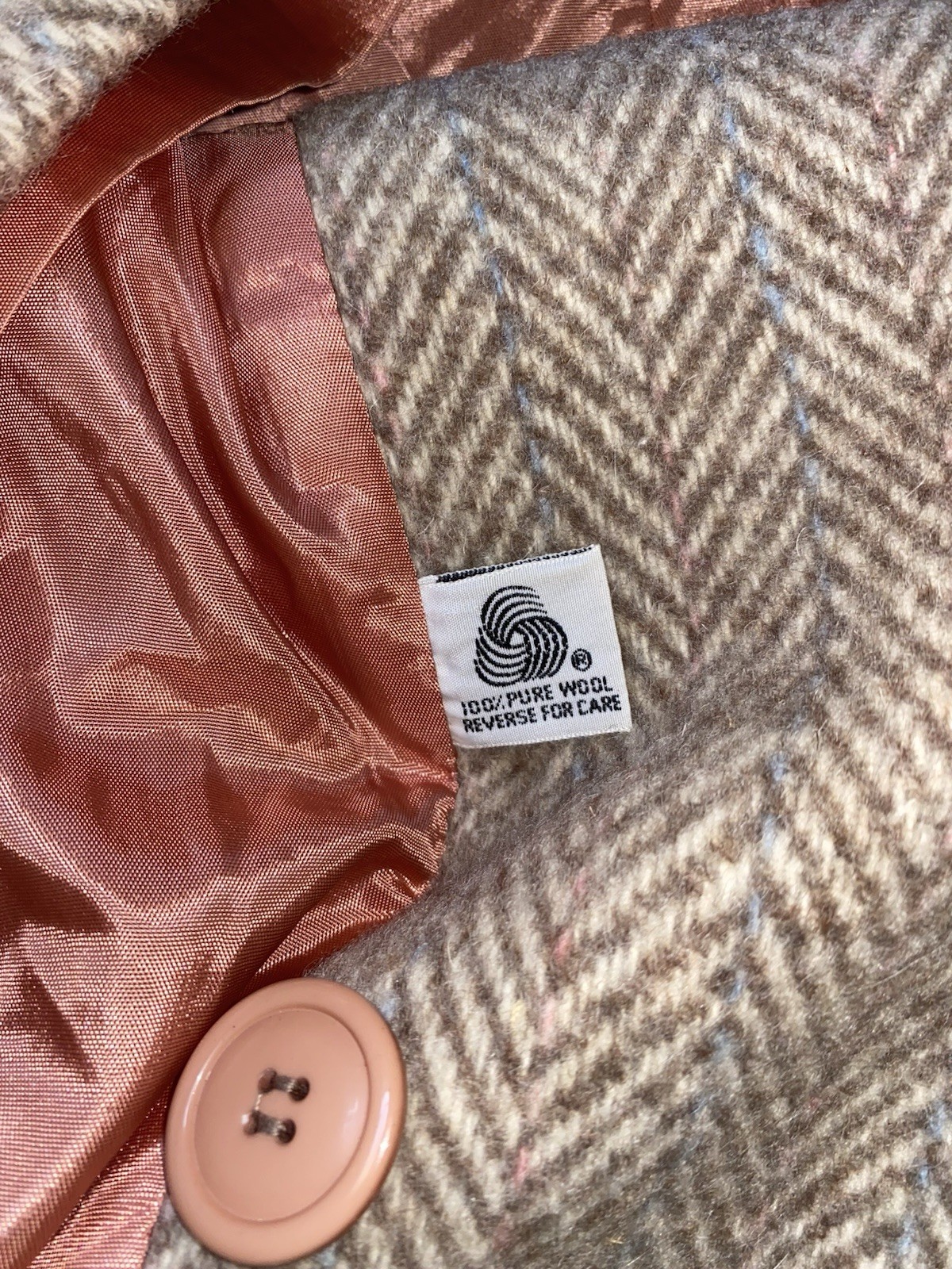Vintage 80s Herman Kay Petite Womens Beige Wool Blazer Size Large