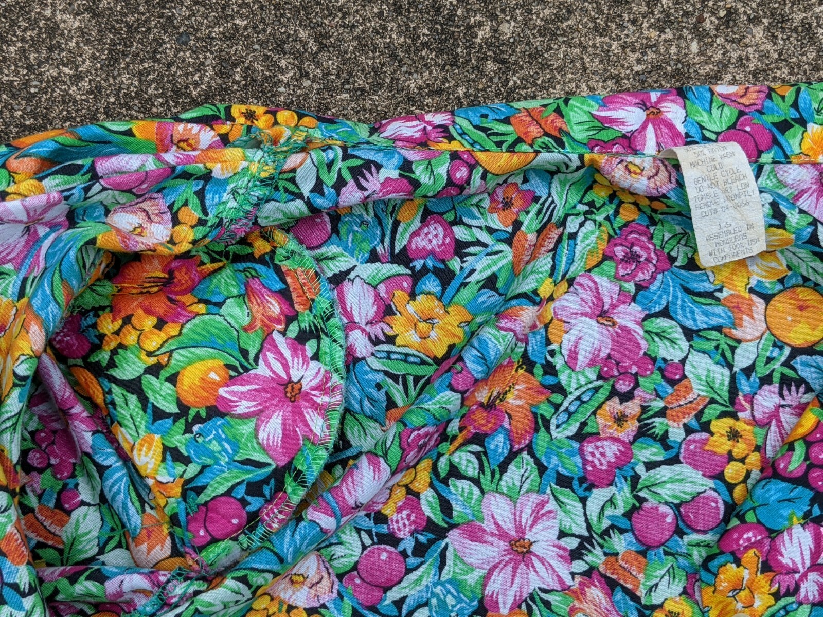 Women’s Vintage Short-sleeve Flowers/Oranges Graphic Print Button Up Shirt Sz 16