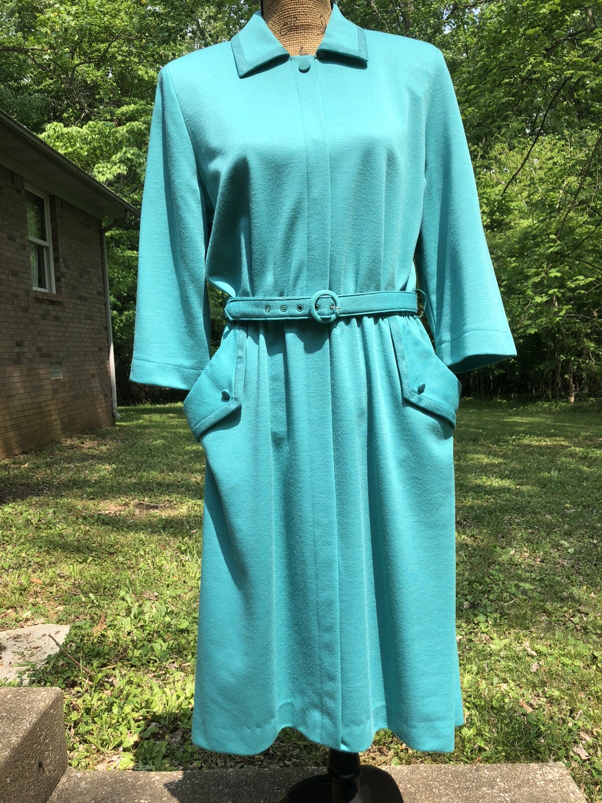 Petites By Willi Dress Vintage Size 16 Elastic Waist Fitted Look Cute Pockets