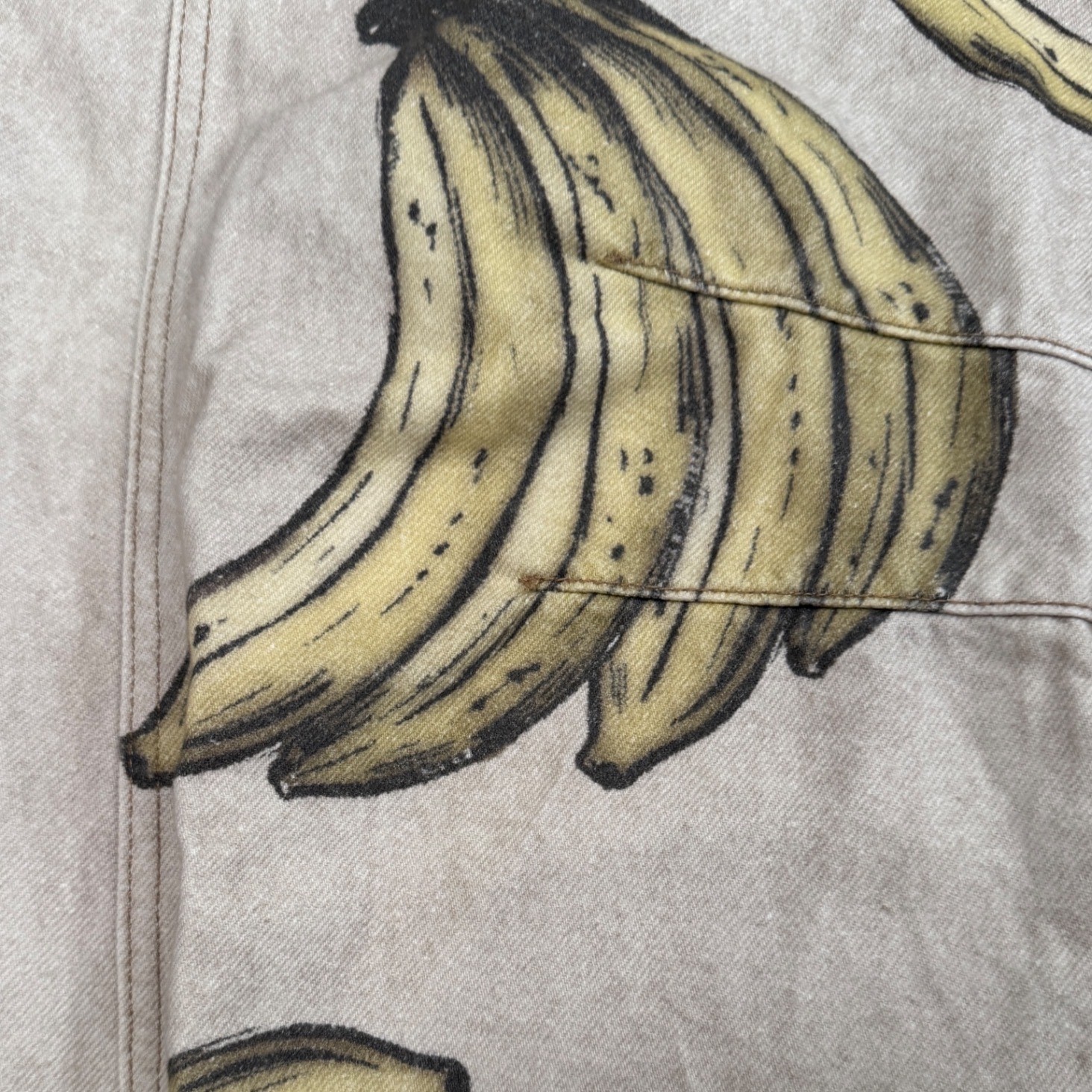We The Free People Printed Go Bananas Good Luck Barrel Jeans NWT Size 30