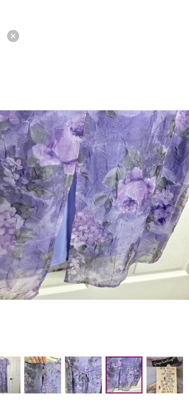 Vintage Giorgio Sant Angelo Dress Sz 12 Purple Lavender Floral Lined Back Modest