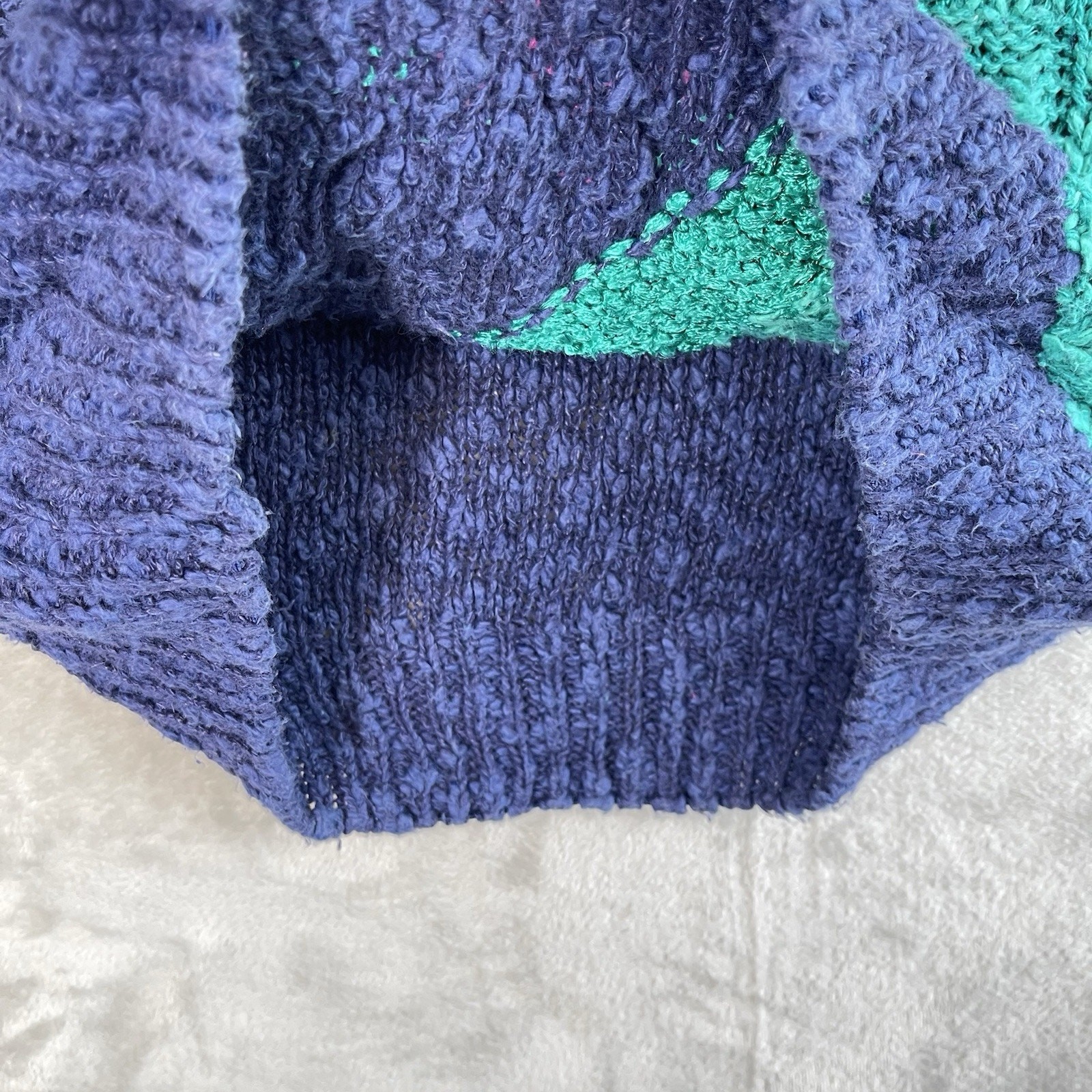 Vintage Chaus Womens Linen Cotton Knit Vest Sweater XL 80s Maximalism Colorblock