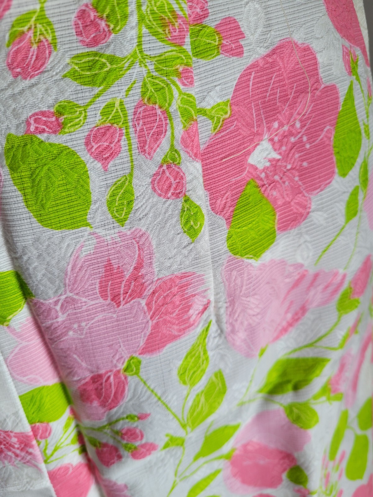 Vintage 1970s Maxi Skirt Pink & Lime Green Flowers 27″ Waist Small