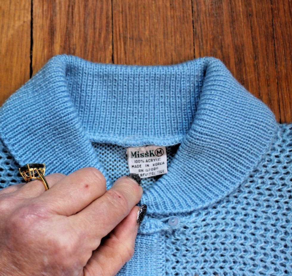 Vintage 1960’s / 70’s Light Weight Miss K Blue Women’s Sweater Medium