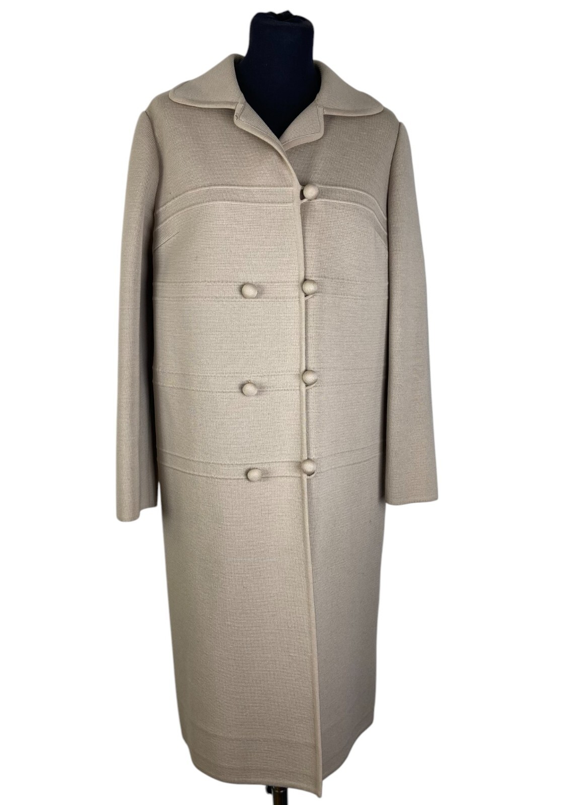 Vintage 60s Sweater Coat | Ivory hued knitted coat | Elegant Accessory | Size M