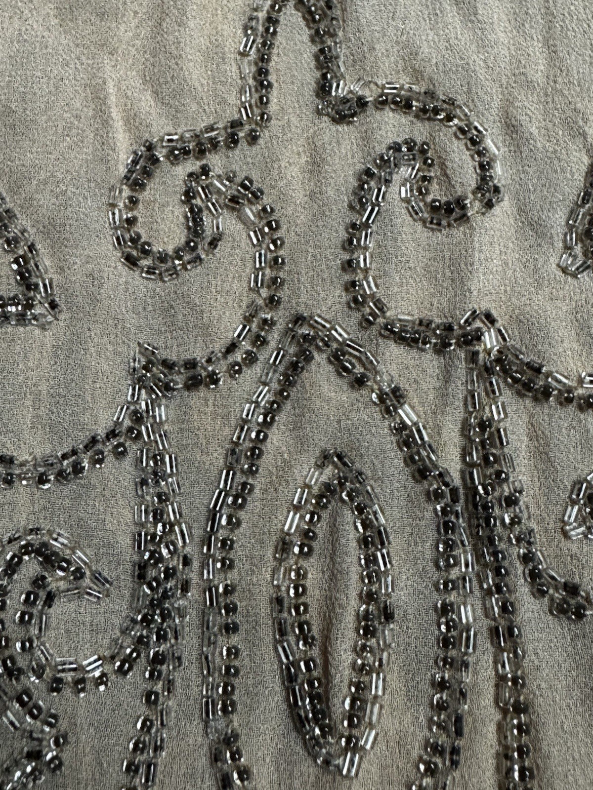 Authentic 1920s Beaded Silk Chiffon Dress – Art Deco – Double Sided Beading