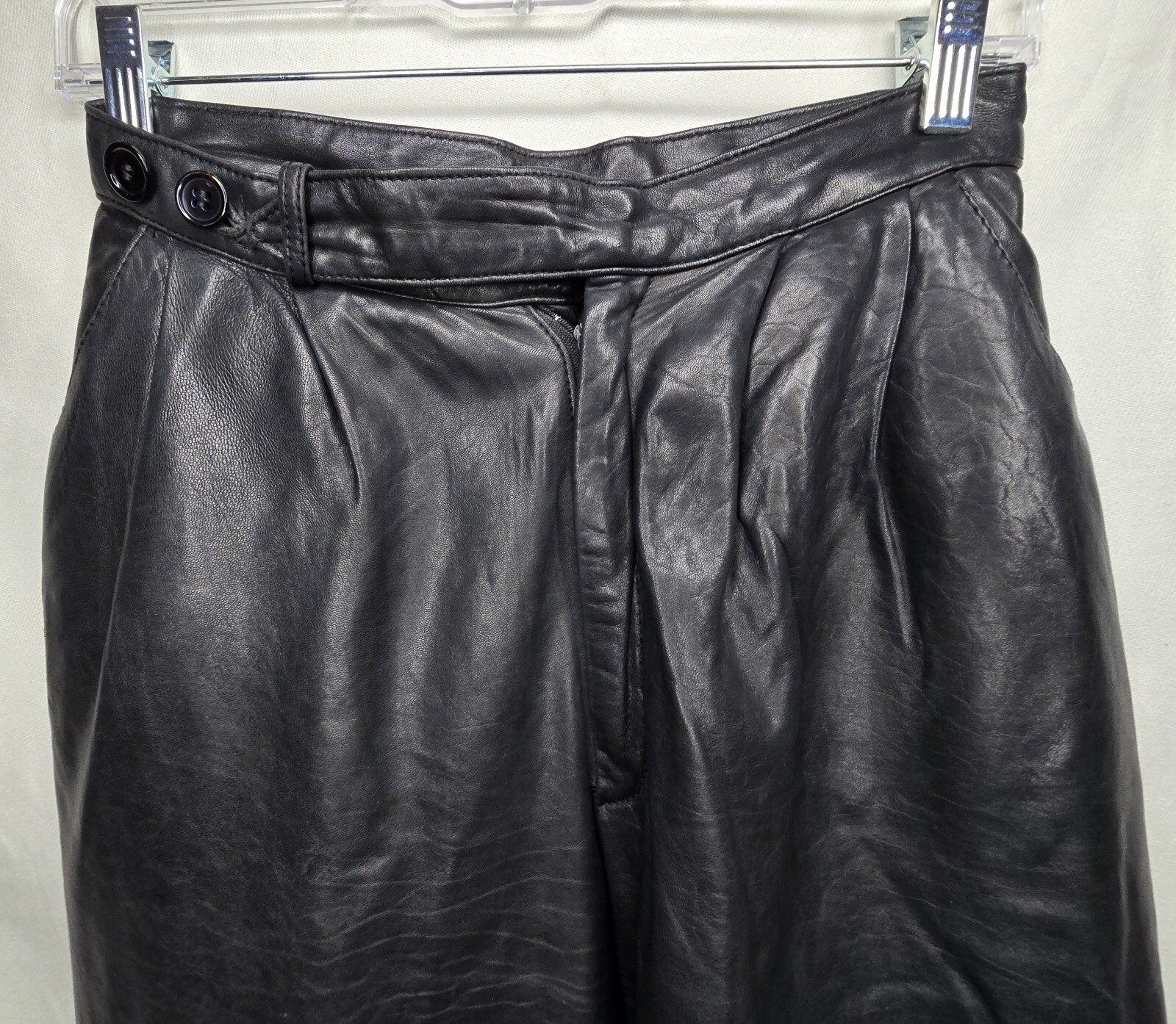 Vintage 1980s Leather Pants Liz Roberts Robert Elliot Natural Comfort Pockets