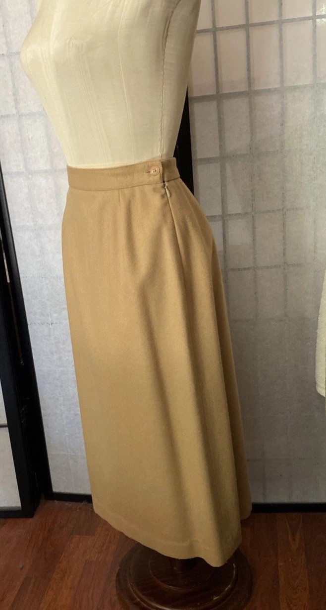 Celeste Sport VTG 70s Women 6 Camel 100% Wool Satin-lined Midi Skirt