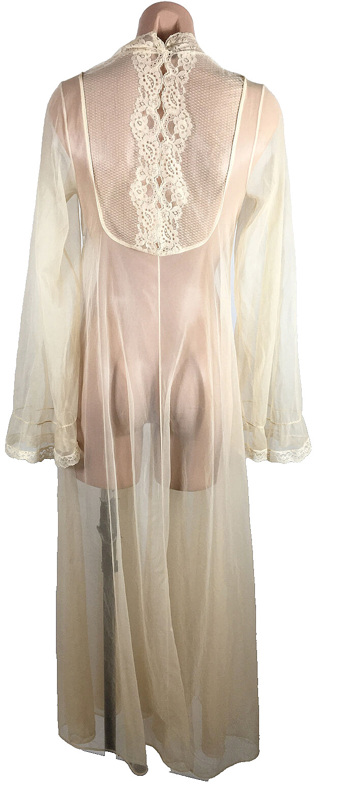 Glydons 6os peignoir negligee Hollywood gown Robe Petite S SHEER vintage