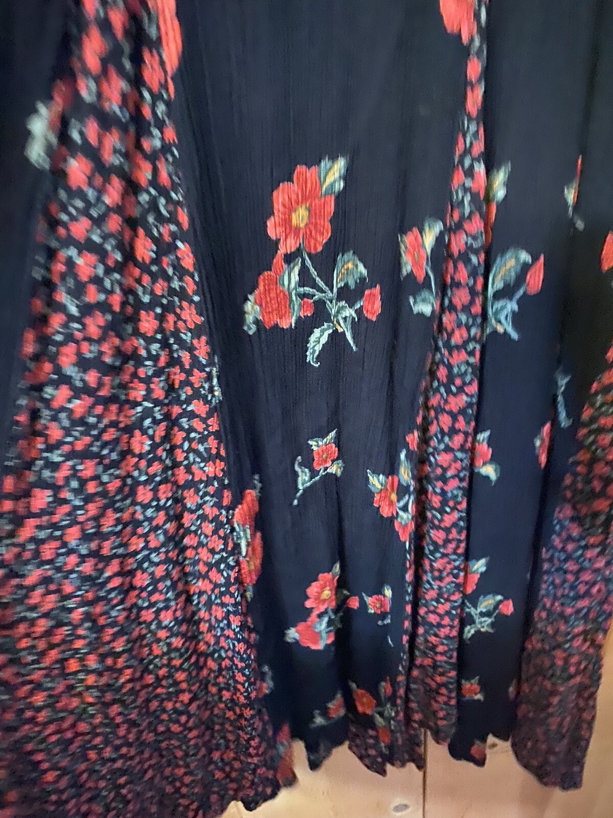 1980s Full Circle STARINA Floral Button front Maxi Dress~Crinkle Rayon Fit SMALL