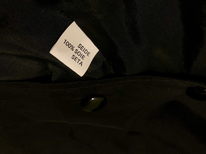Vtg 80s Jacket 100% Silk Black Jacket Bold Shoulders European Fashion Minimalism