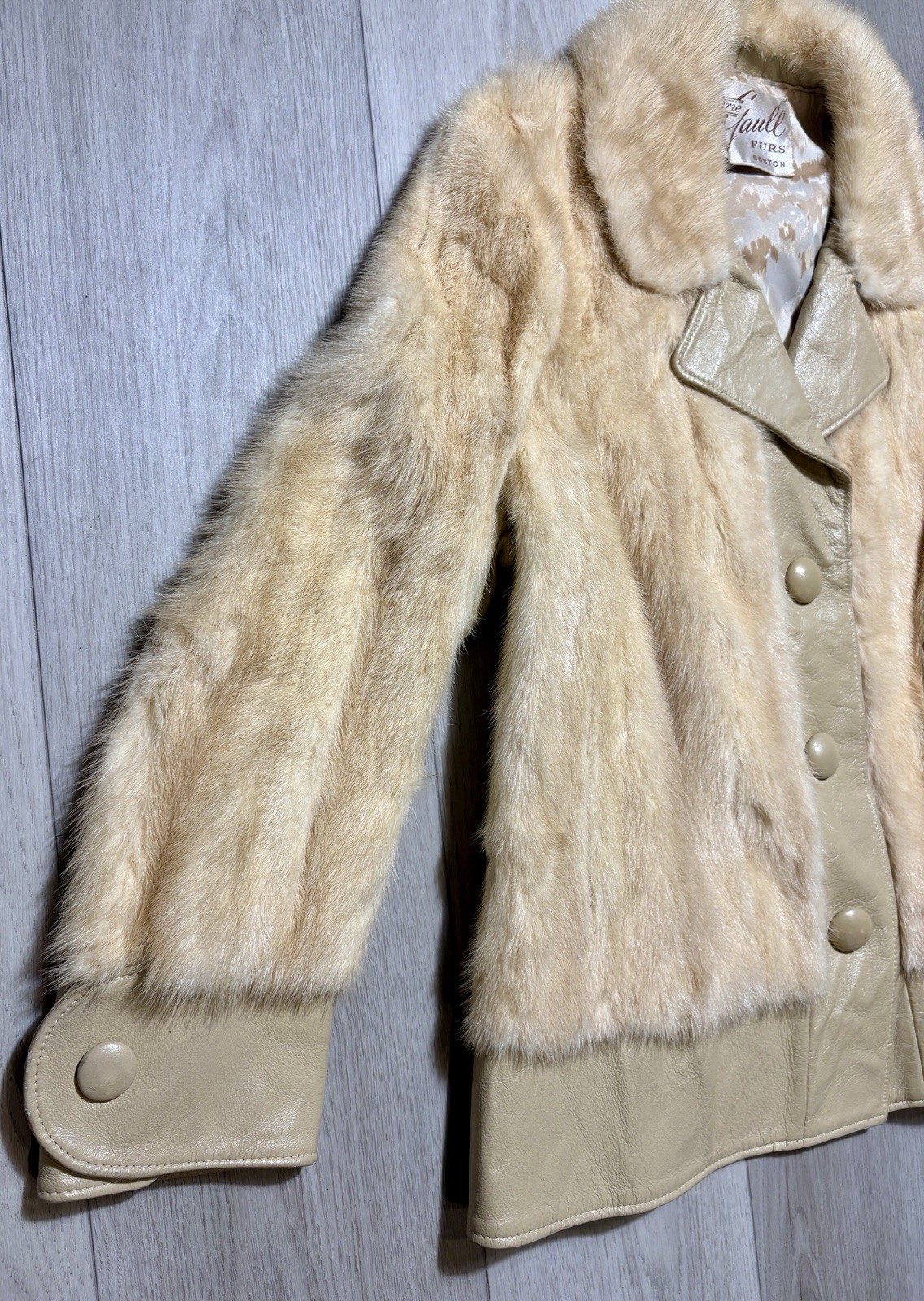 VTG 1960s Maurie Gaull Furs Boston Genuine Fur Leather Trim Coat Women’s Large