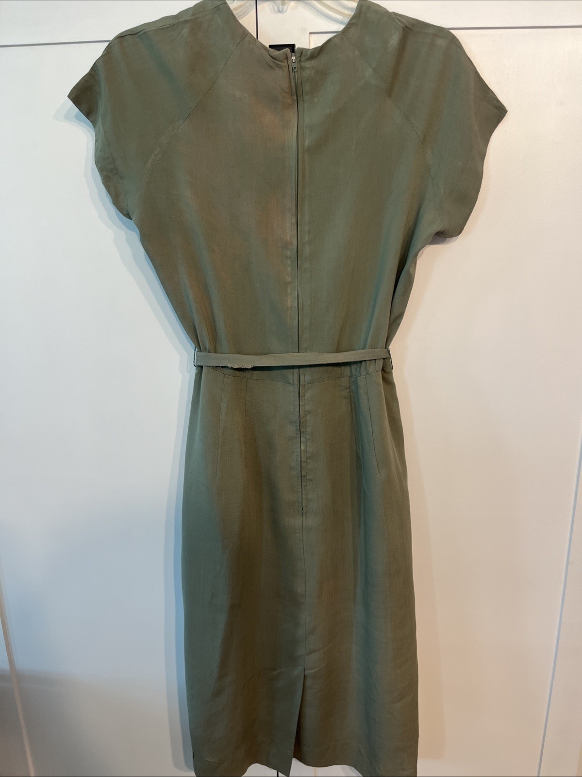 Vintage 1960s Olive Green Women’s Dress With Belt By Henry-Lee