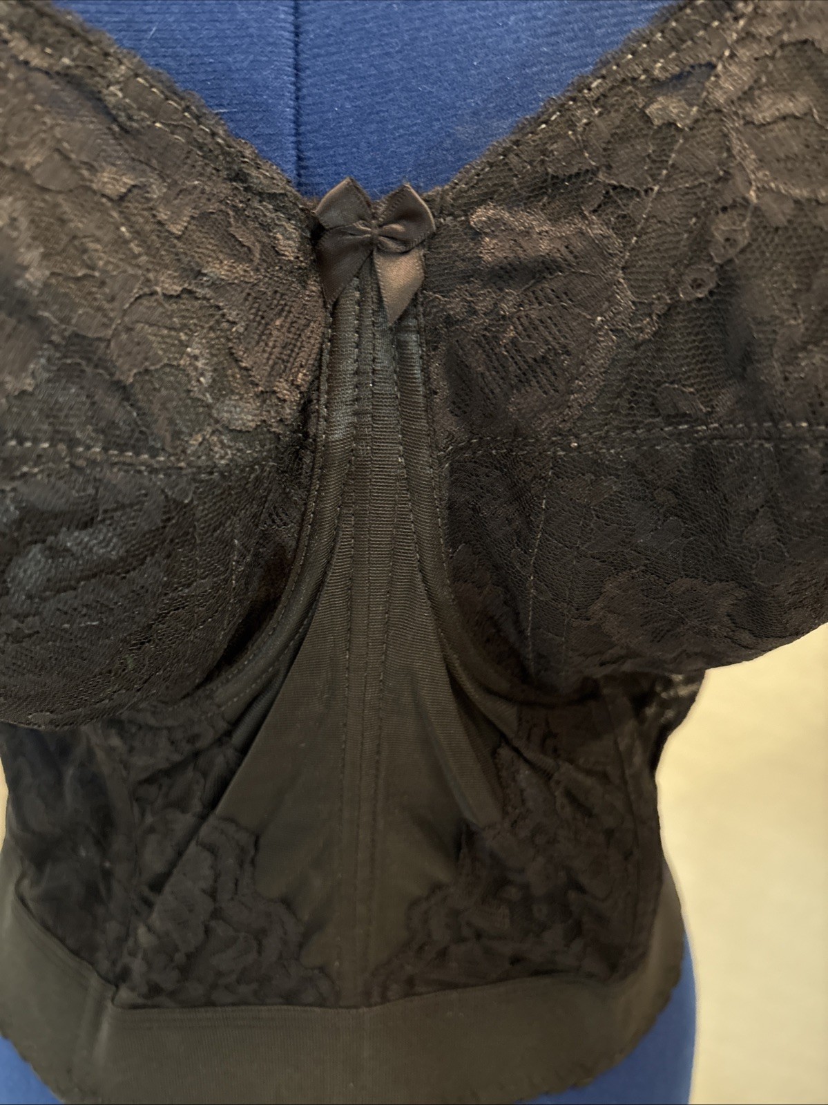 New W/tag VTG 38FF I Owe It All to Goddess LongLine Black LaceBra Bustier Corset