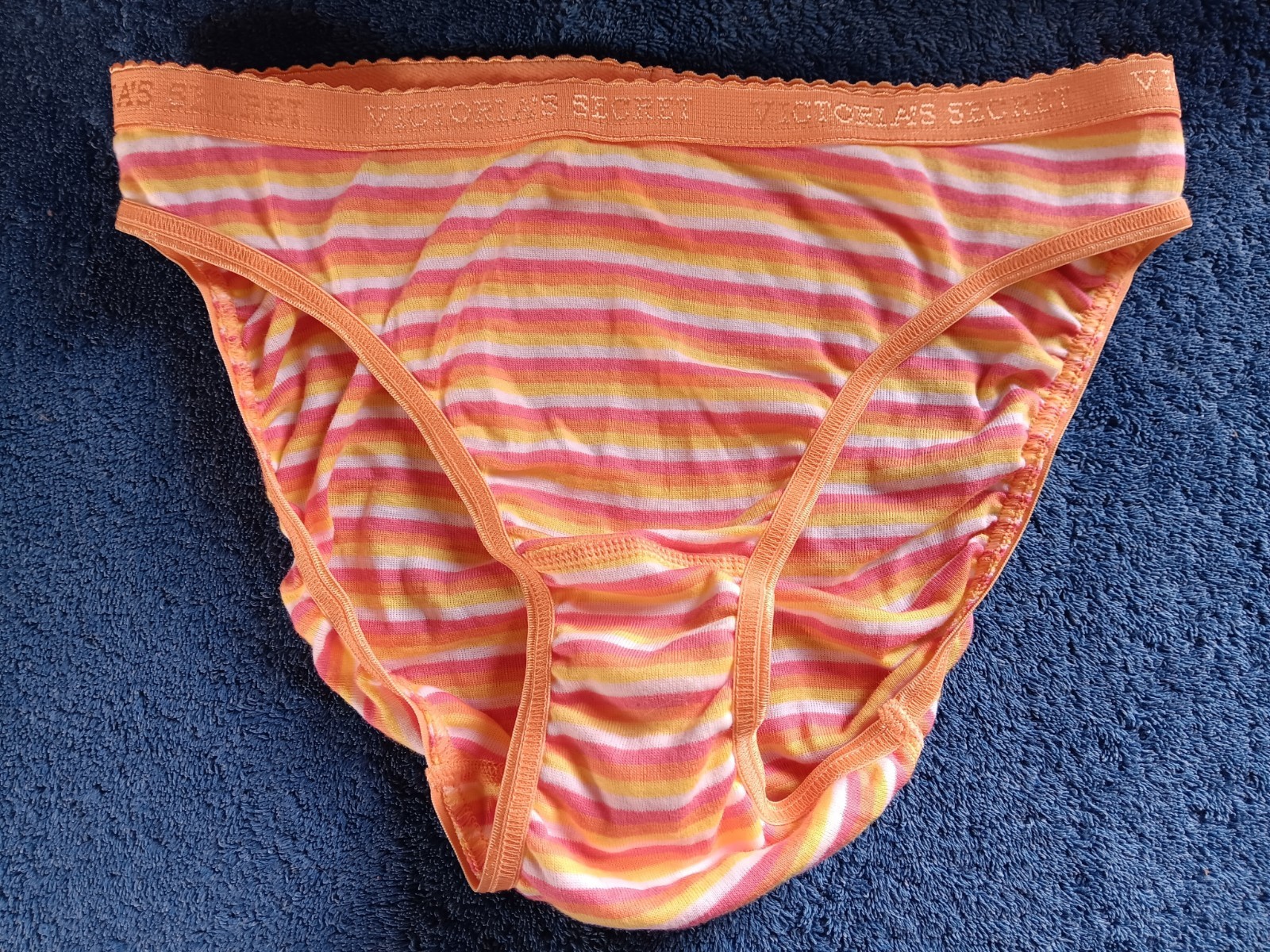 Vtg 2003 Victoria’s Secret Cotton STRIPED Logo Waist STRIPES Bikini Panty S NWT