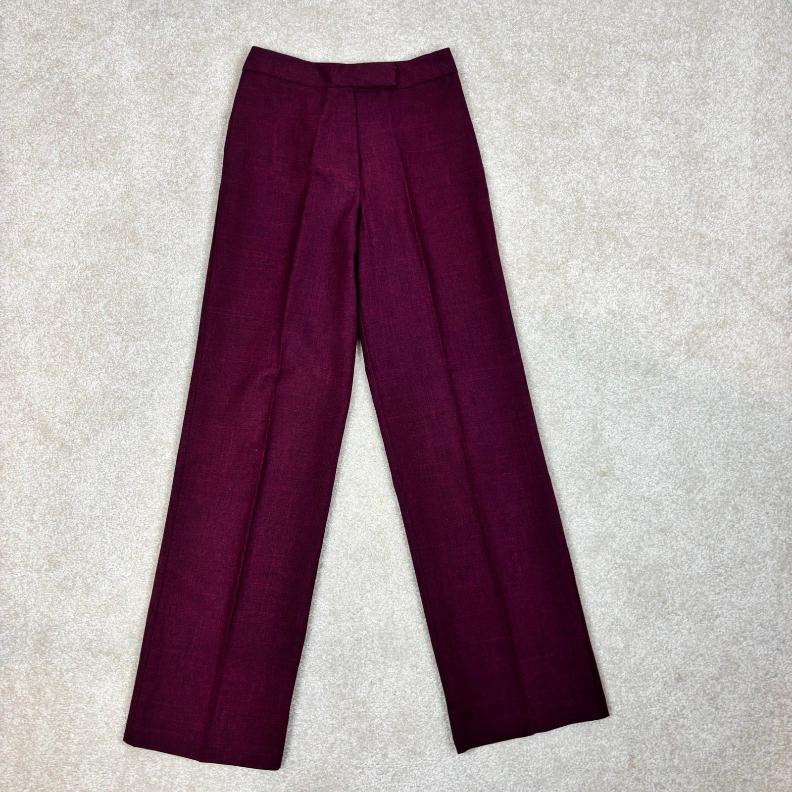Mandee Vintage Burgundy High Waisted Straight Leg Trousers Size 3/4 Made in USA