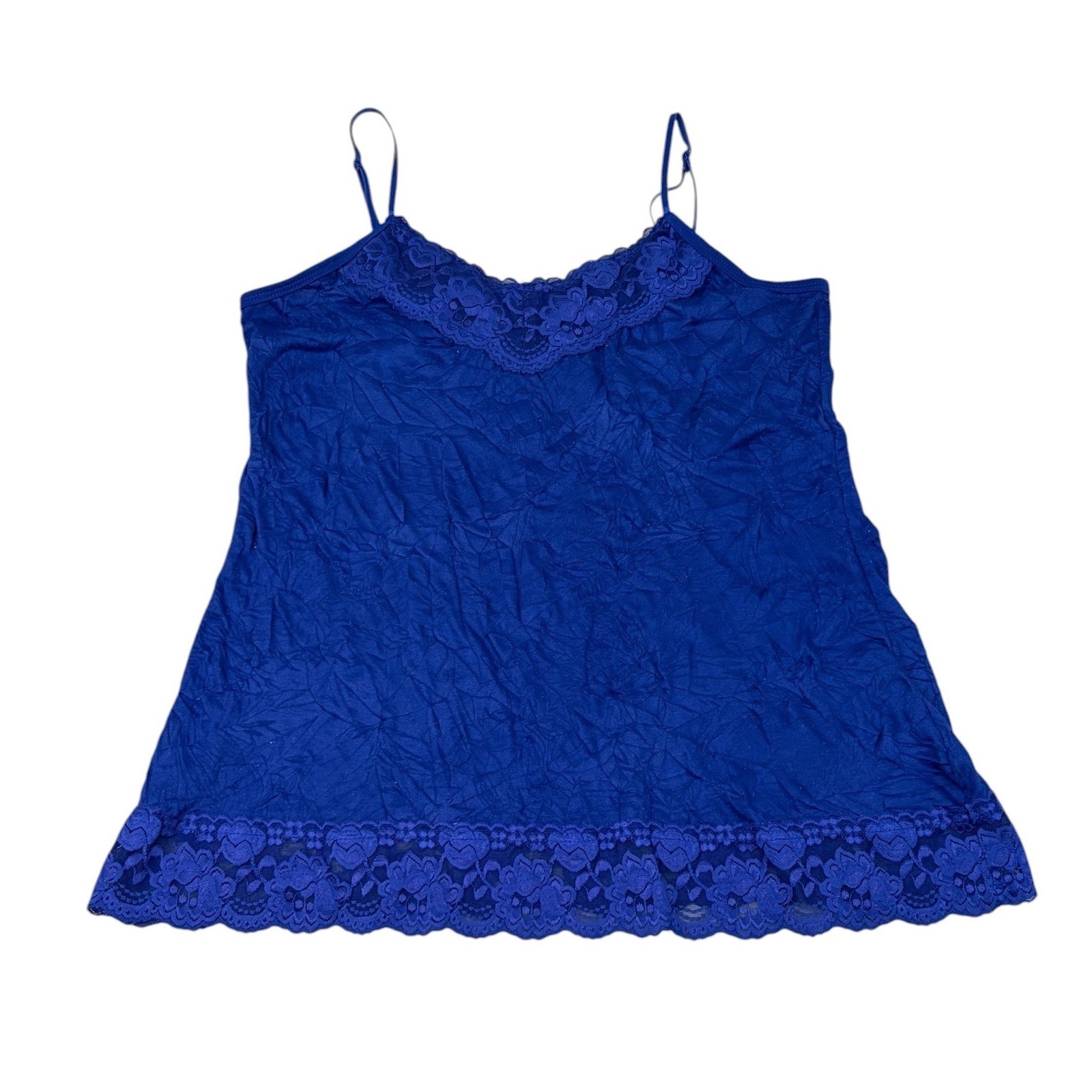 Maurices Womens Y2K Lace Trim Crinkle Camisole TankTop Blue Plus Size 1