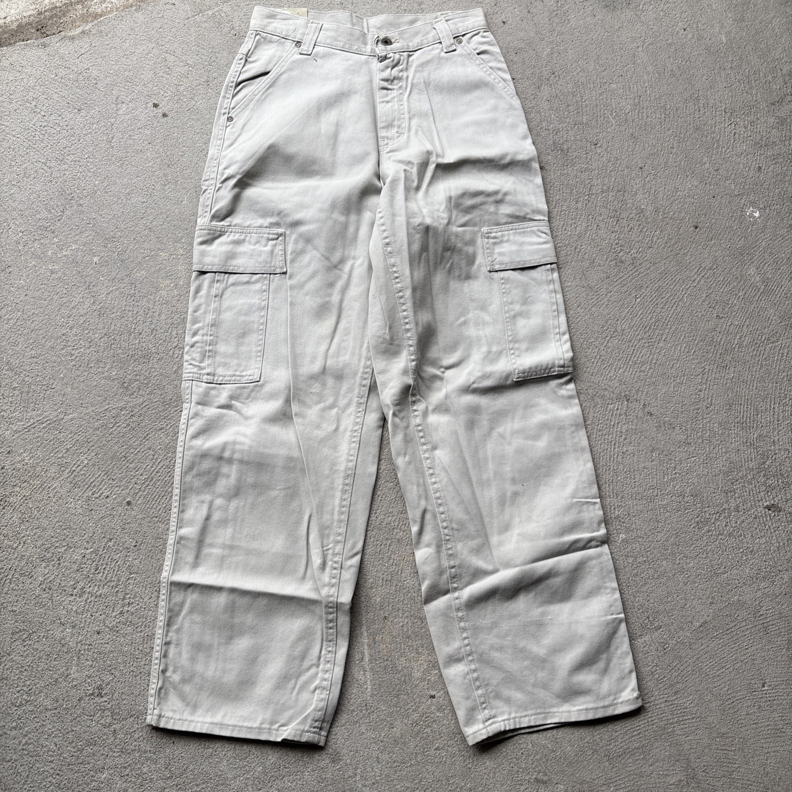 Vintage 90s LEE Cargo Pants Wide Relaxed Khaki Tan Beige USA Juniors 7 S
