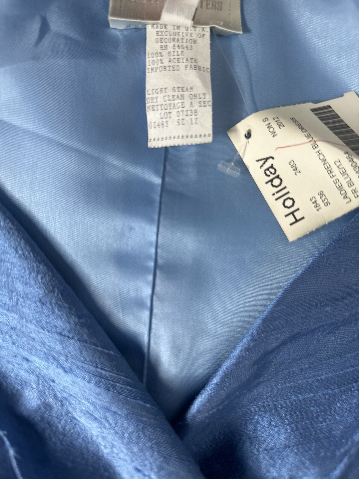 NWT Watters & Watters Vintage Silk Deadstock French Blue 2 pc Skirt Top Set 12