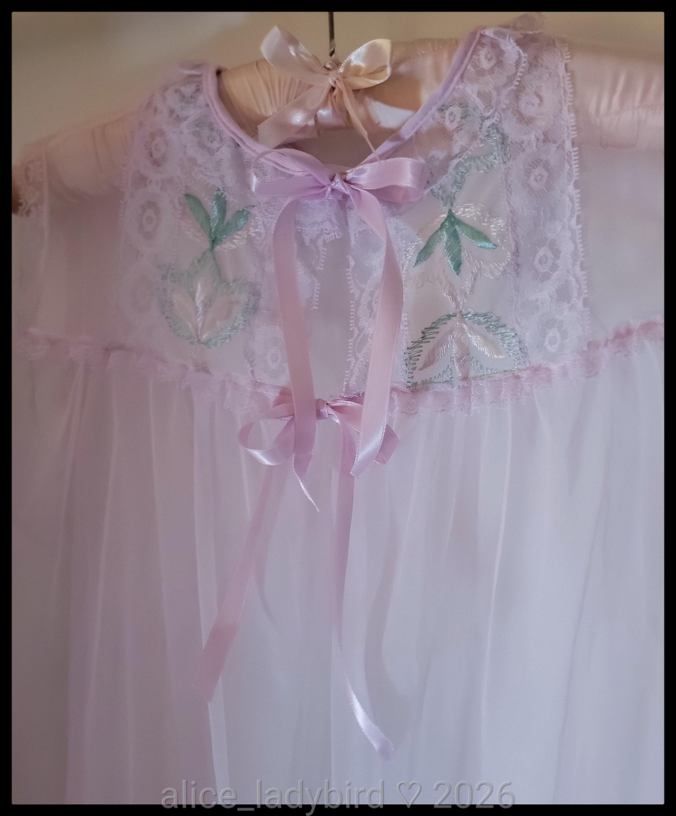 Vintage SHEER Babydoll TOP Vest CHIFFON Peignoir Satin BOW Bed Jacket ~xs/s/m