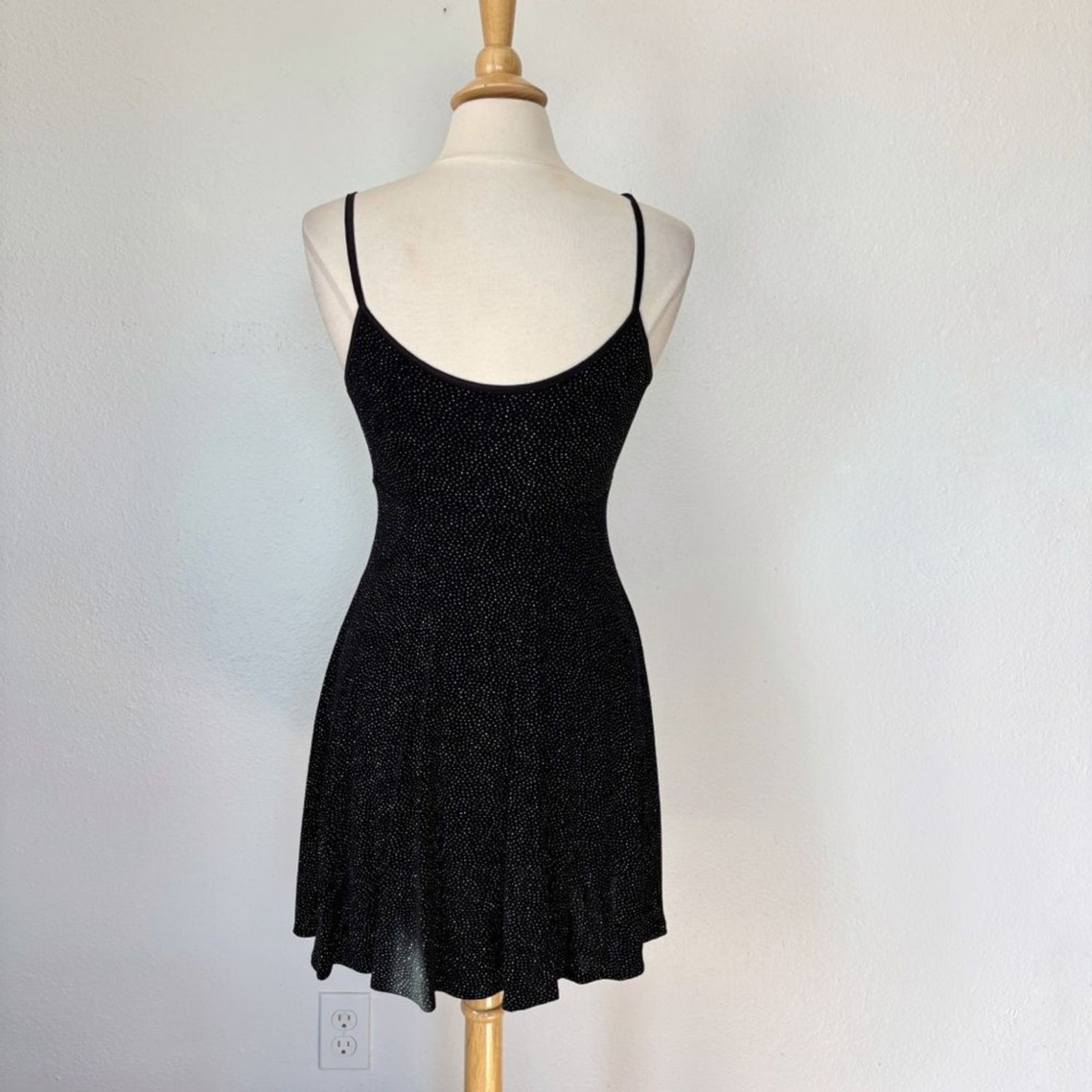 Vintage 90s Roberta Black and Silver Sparkle Mini Cocktail Dress Size Small