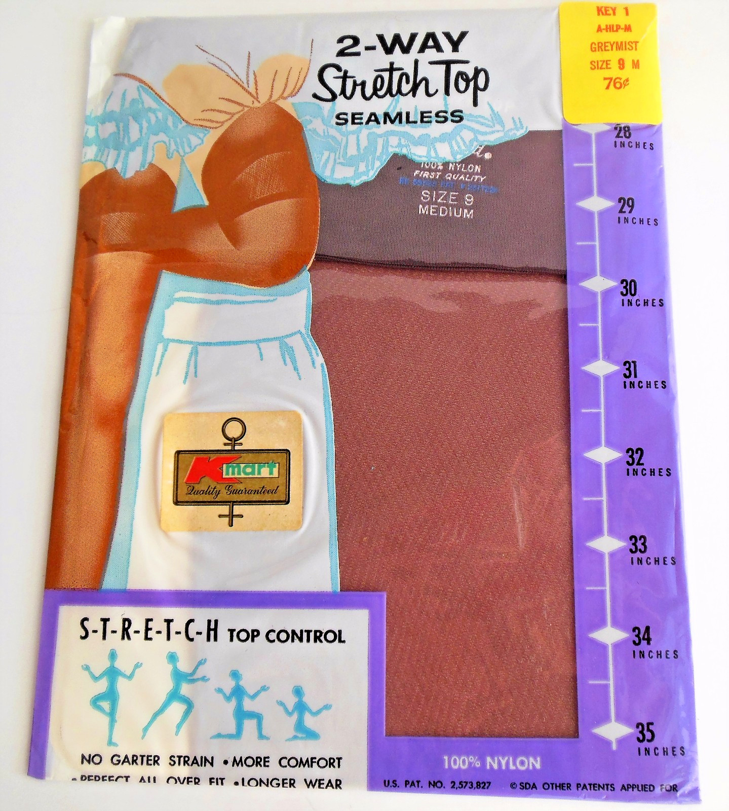 Nylon Stockings Kmart Sealed Vintage Stretch Top Seamless Lanolized Grey mist