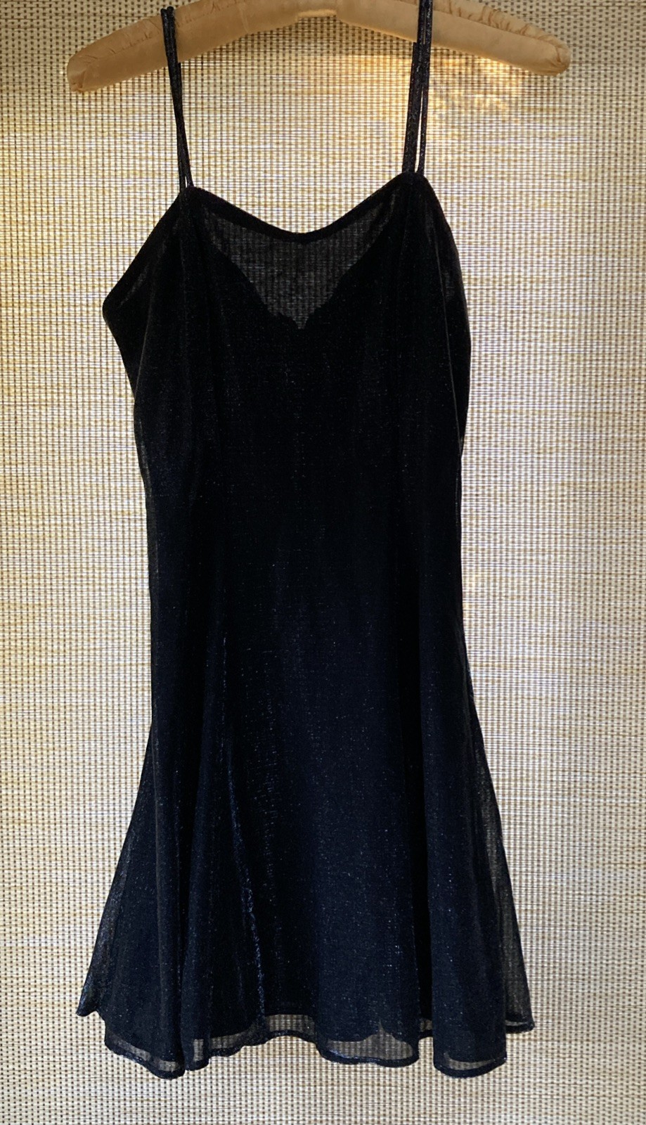 Vtg Jay Jacobs Mini Formal Dress XS-S Black Spaghetti Strap Stretch V-Neck Read!