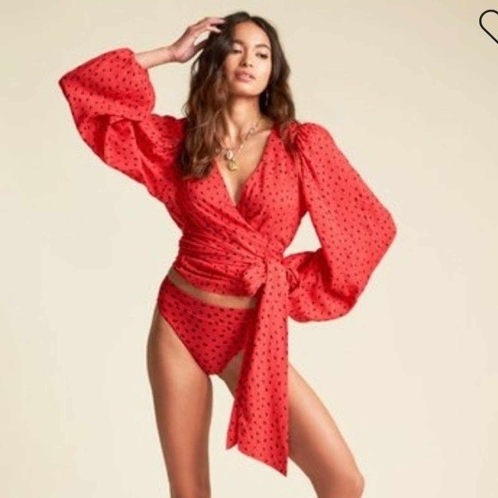 Billabong X Sincerely Jules Wrapped In Love Printed Wrap Top L NWT