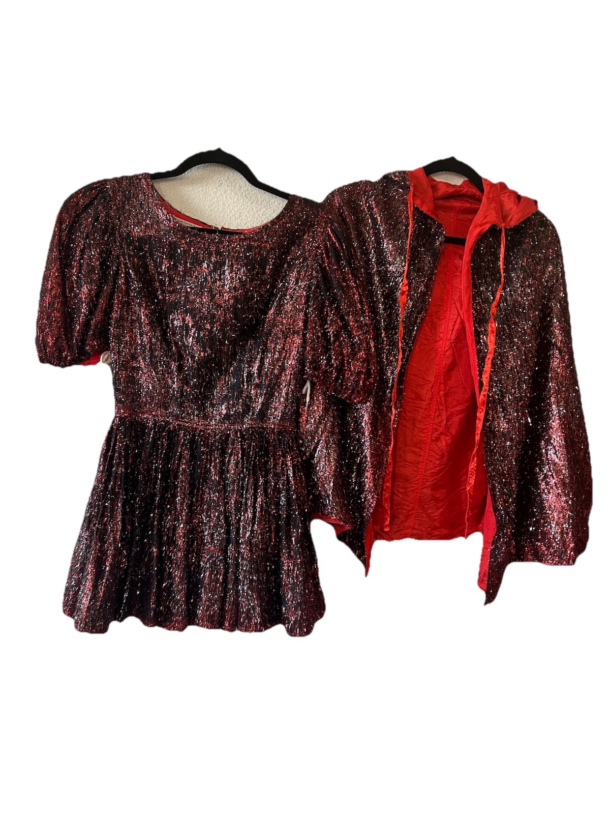 Vintage Williams Costume Metallic Mini Dress Cape Set XS/S Showgirl Burlesque