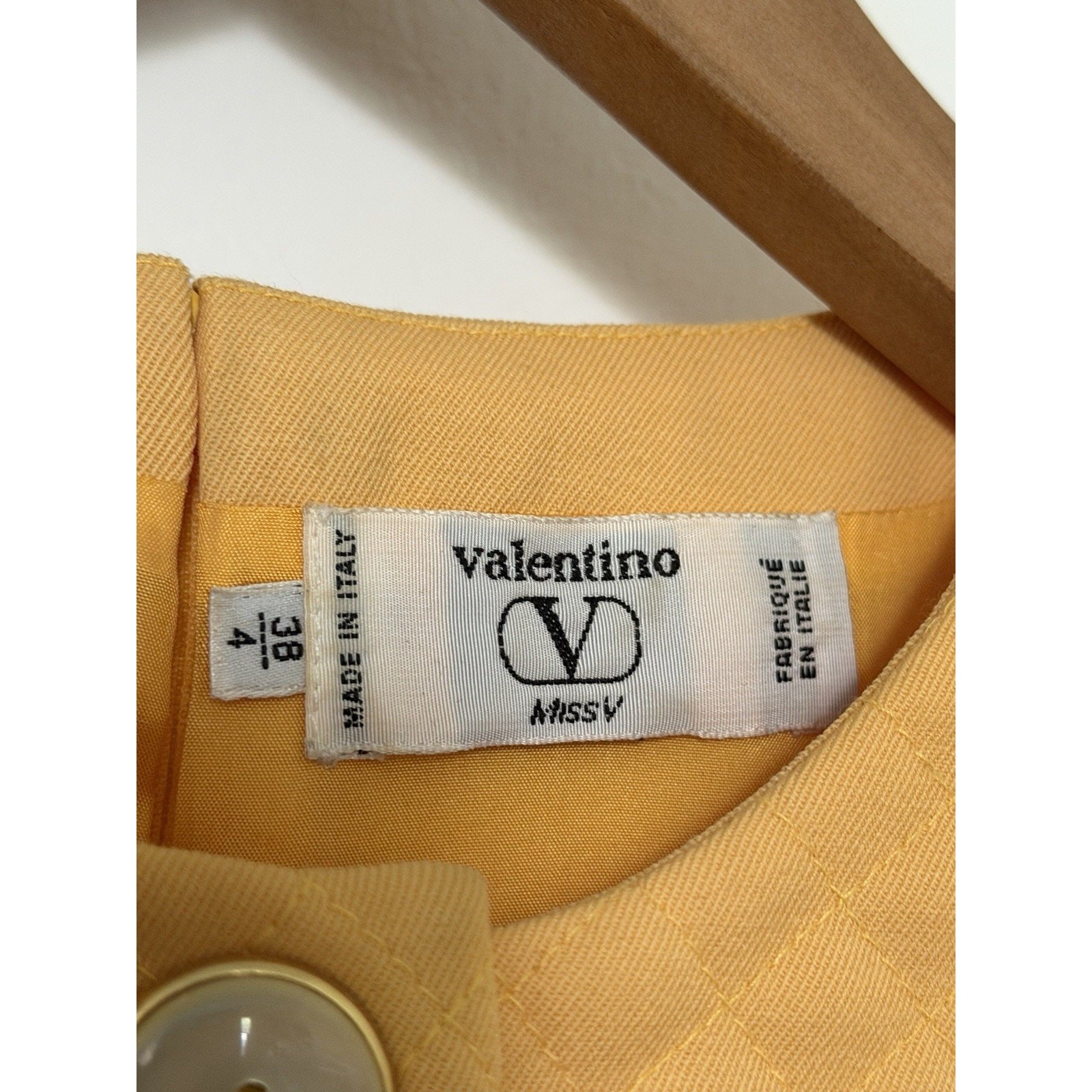 Valentino Orange Shift Dress Vintage 90s Size IT 38 US 4 Miss V Button Up Italy