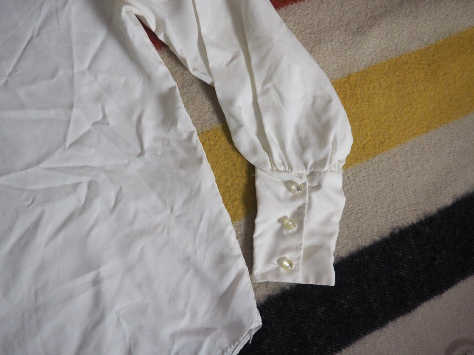 VTG 60s 70s Carol Brent Ivory Hippy Boho Victorian Disco Blouse Shirt Womens M