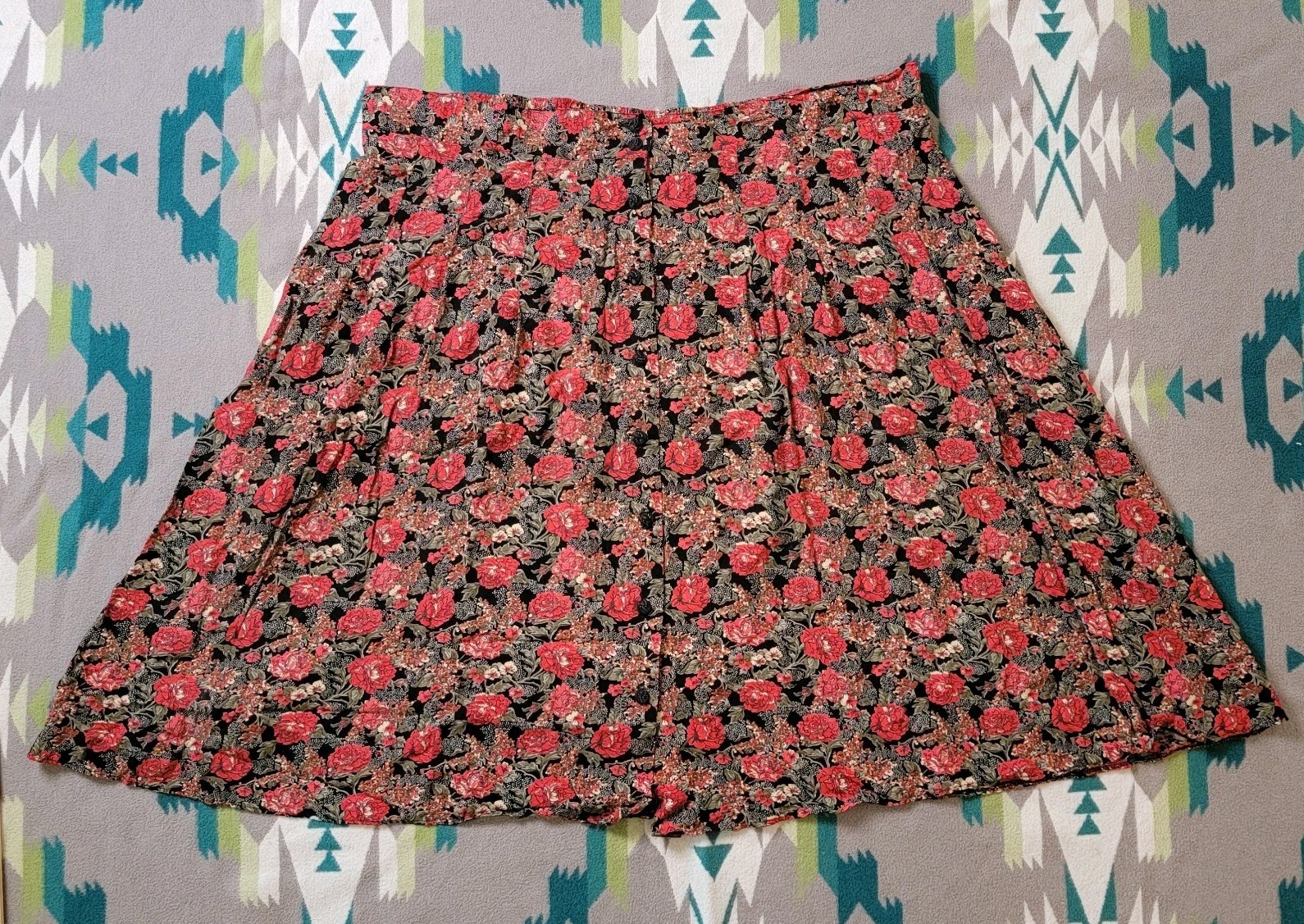 Adrian Jordan Midi Skirt 30/32 5X Dark Floral Cottage Whimsigoth Elastic Waist
