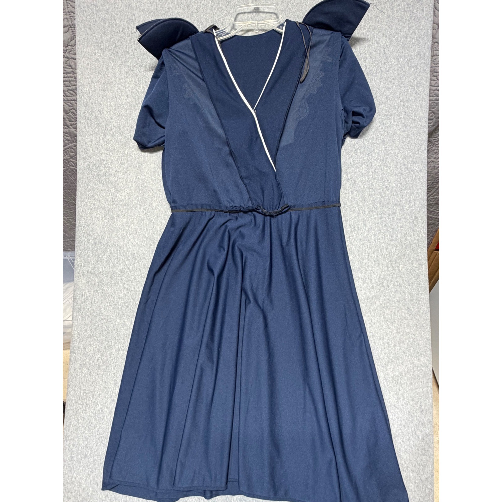 Whirlaway Frocks Vintage Navy Blue Lace Sailor Collar Midi Dress Size 12P USA