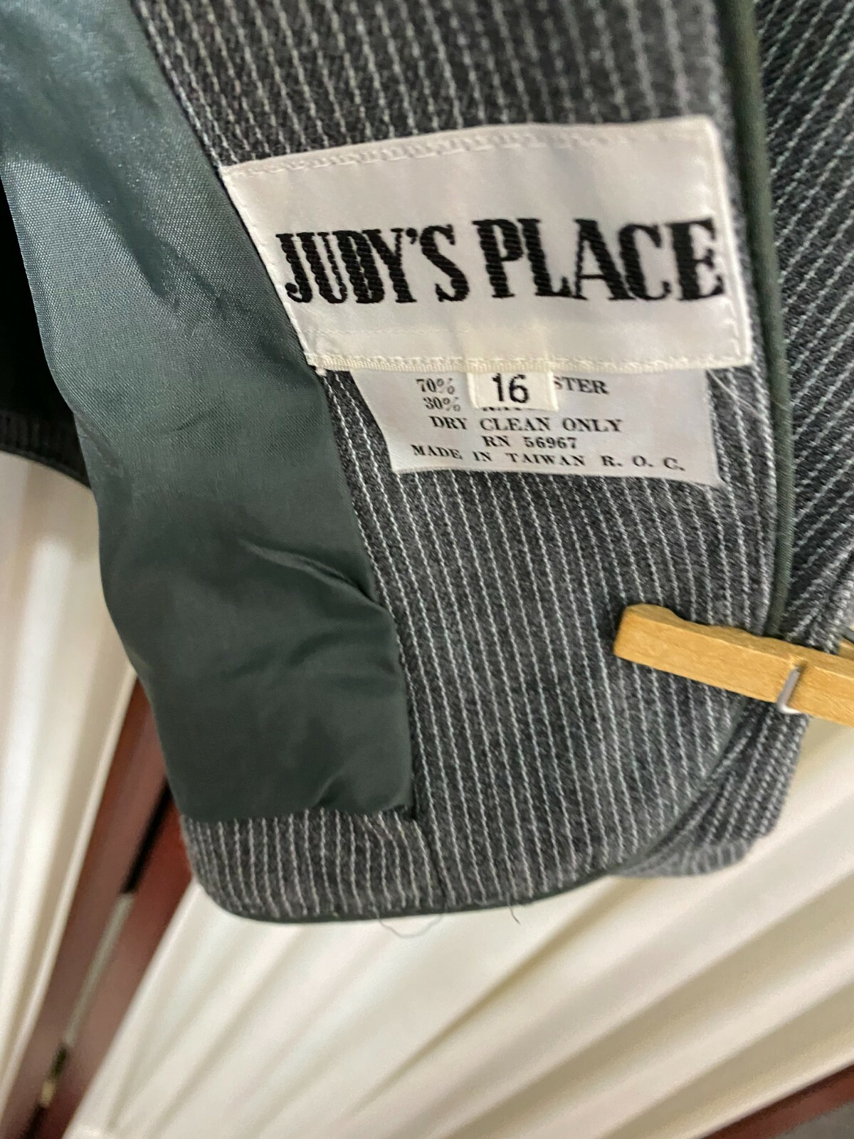 1980’s Gray Pinstripe SUIT by Judy’s Place- M/L- VG- TAILORED CLASSIC – SALE