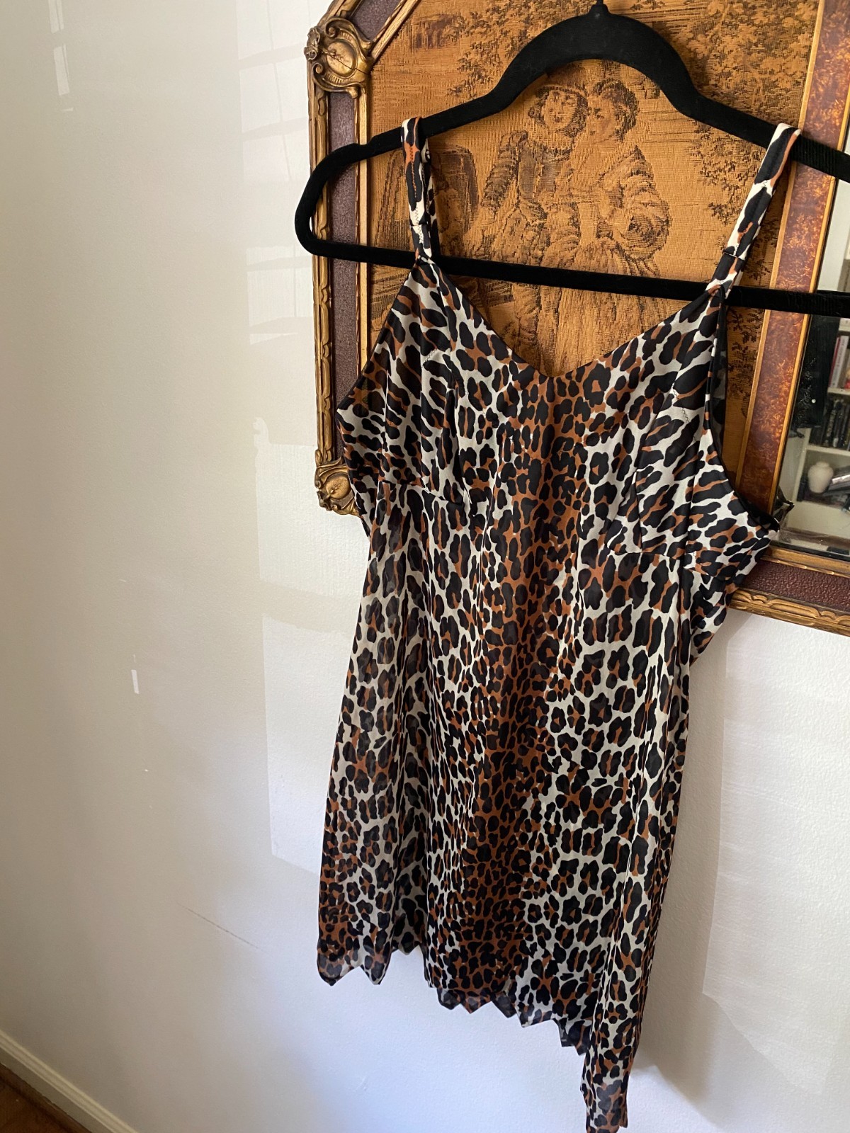 Vintage 1960s Leopard Mini Half Slip & Robe Set Boho Small